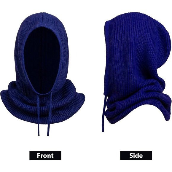 Unisex Blue Beanie Skull Cap with Drawstring Warm Winter Hats for Outdoor main image 7